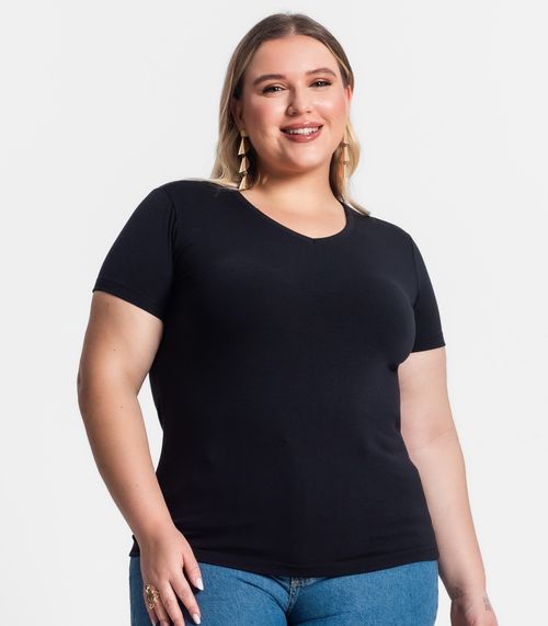 Blusa Viscolight Básica Plus Size Feminina Kohmar Preto