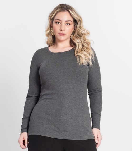 Blusa Ribana Sublime Plus Size Feminina Kohmar Cinza