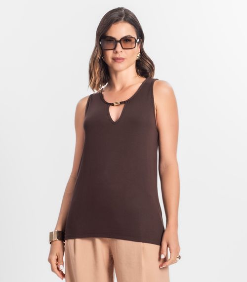 Blusa Feminina Lisa Infinita Cor Marrom