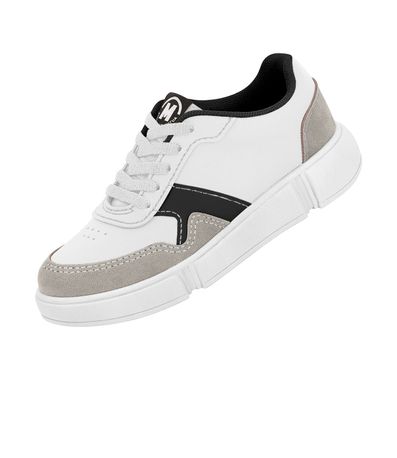 Tênis Casual Molekinha Branco e Preto Juvenil Masculino