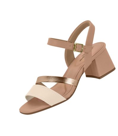 Sandália Salto Modare Creme e Nude Feminina