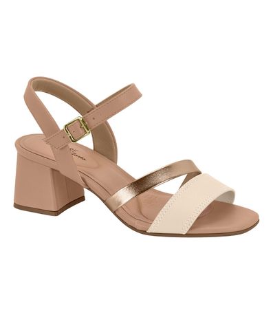 Sandália Salto Modare Creme e Nude Feminina