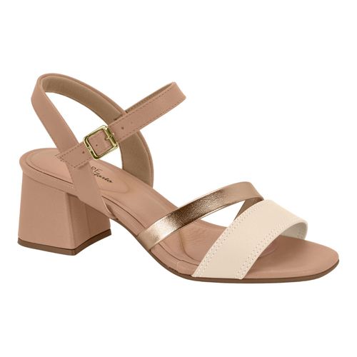 Sandália Salto Modare Creme e Nude Feminina