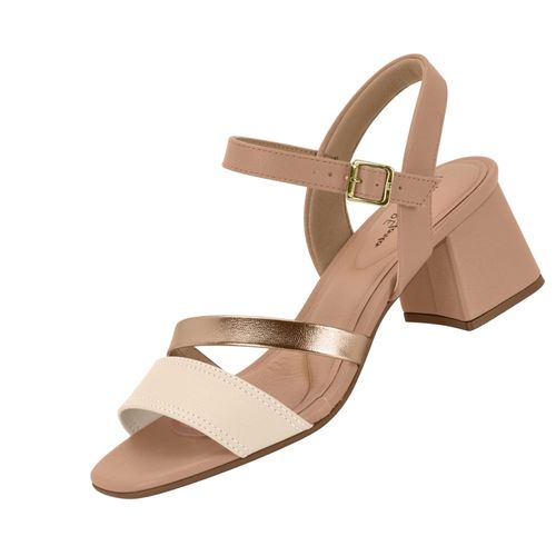 Sandália Salto Modare Creme e Nude Feminina