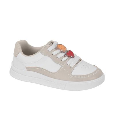 Tênis Casual Molekinha Branco e Creme Juvenil Feminino