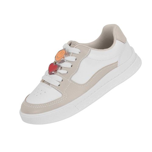 Tênis Casual Molekinha Branco e Creme Juvenil Feminino