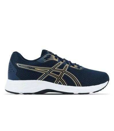 Tênis Esportivo Asics Raiden 4 Azul Escuro e Ouro Masculino