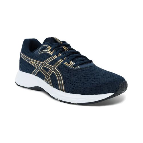 Tênis Esportivo Asics Raiden 4 Azul Escuro e Ouro Masculino