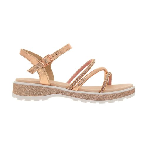 Sandália Flatform Molekinha Ouro Rosado Juvenil Feminina