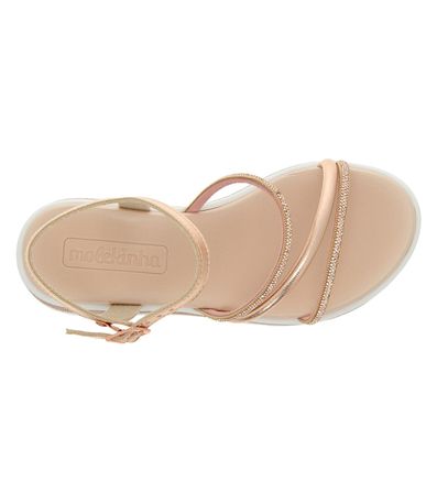 Sandália Flatform Molekinha Ouro Rosado Juvenil Feminina