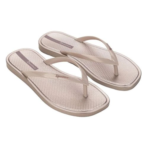 Chinelo Dedo Ipanema Bege e Metalizado Feminino