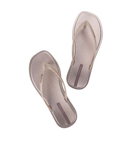 Chinelo Dedo Ipanema Bege e Metalizado Feminino