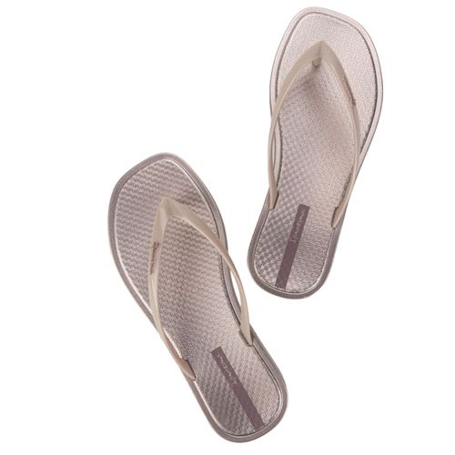 Chinelo Dedo Ipanema Bege e Metalizado Feminino