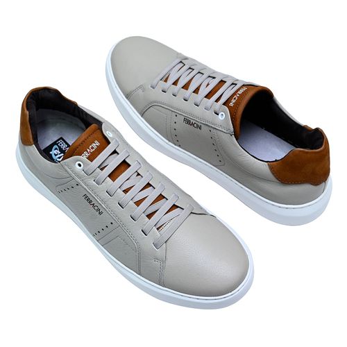 Sapatênis Casual Ferracini Marvin Cinza Claro e Caramelo Masculino