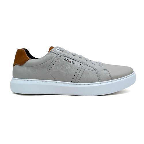 Sapatênis Casual Ferracini Marvin Cinza Claro e Caramelo Masculino