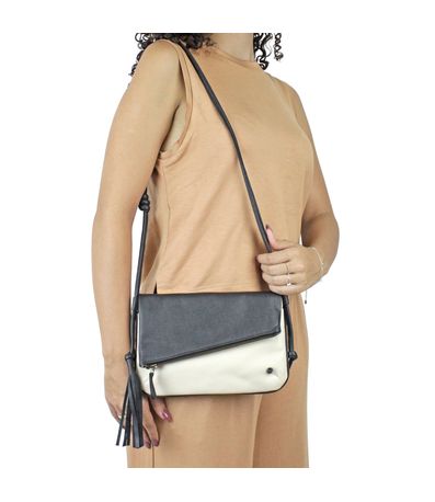 Bolsa New Face Preta e Off White Feminina