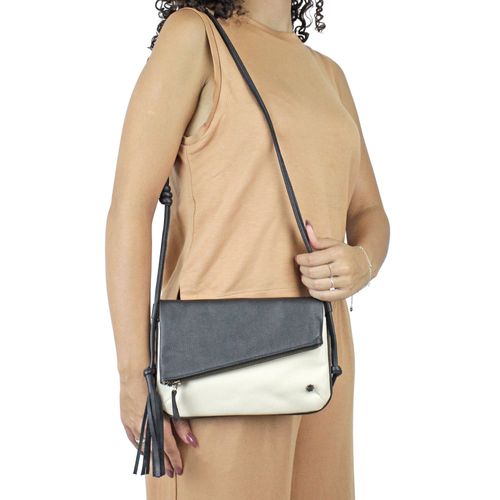 Bolsa New Face Preta e Off White Feminina