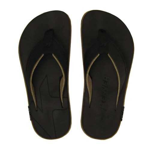 Chinelo Dedo Kenner Kivah Kamu Preto e Bege Masculino