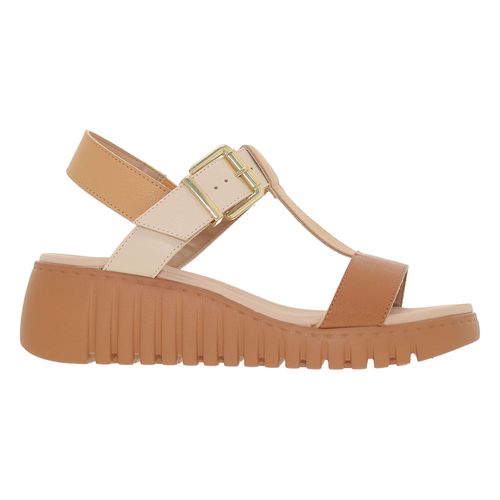 Sandália Plataforma Modare Camel e Creme Feminina