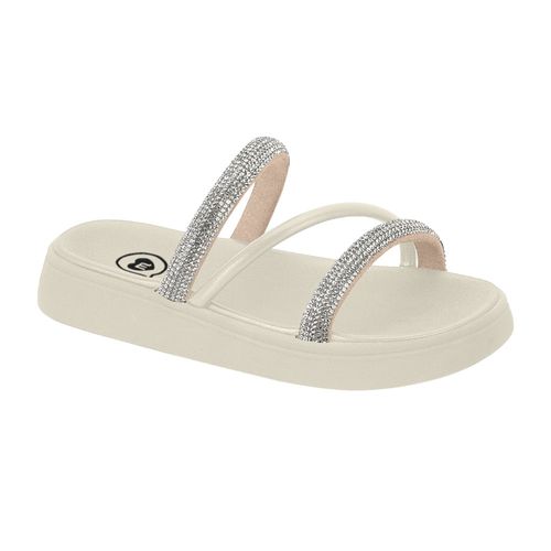 Tamanco Flatform Molekinha Creme e Cristal Juvenil Feminino