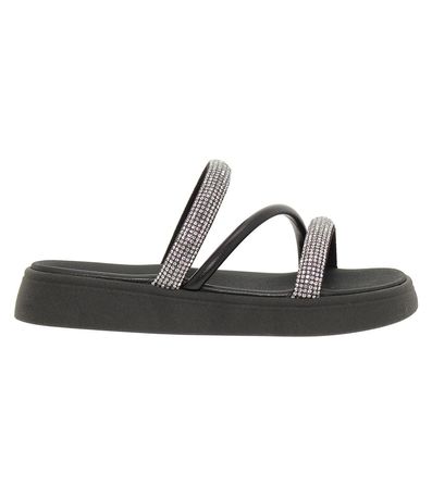 Tamanco Flatform Molekinha Preto e Cristal Juvenil Feminino