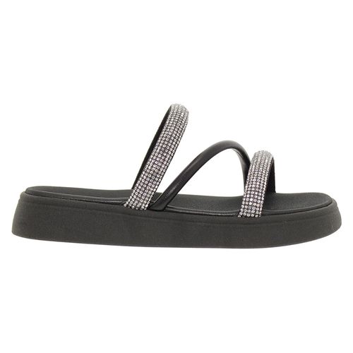 Tamanco Flatform Molekinha Preto e Cristal Juvenil Feminino