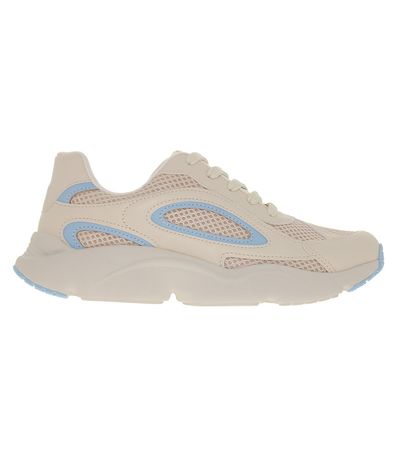 Tênis Casual Vizzano Off White e Azul Claro Feminino
