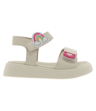 Sandália Flats Molekinha Off White Infantil Feminina