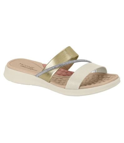 Tamanco Flats Modare Dourado e Off White Feminino
