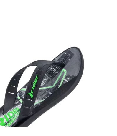 Chinelo Dedo Rider Street City Preto e Verde Masculino