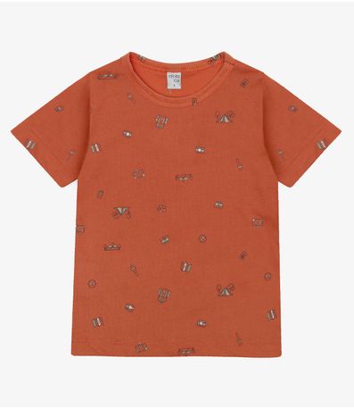 Camiseta Infantil Menino Animais Infinita Cor Laranja