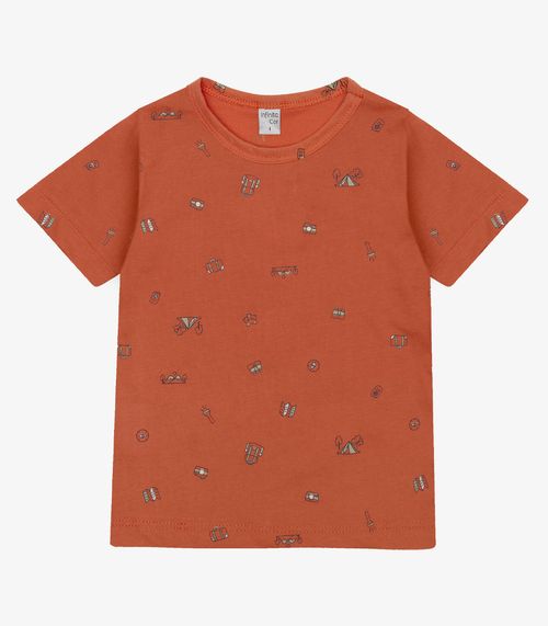 Camiseta Infantil Menino Animais Infinita Cor Laranja