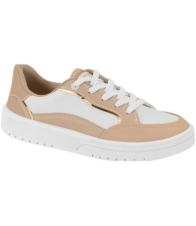 Tênis Casual Moleca Branco e Bege Feminino