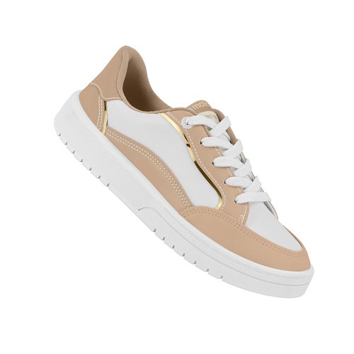 Tênis Casual Moleca Branco e Bege Feminino