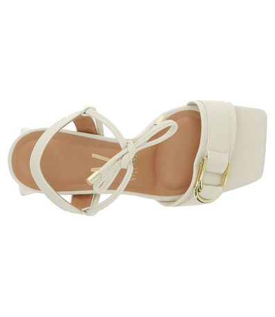 Sandália Salto Vizzano Off White Feminina