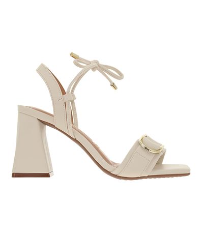 Sandália Salto Vizzano Off White Feminina