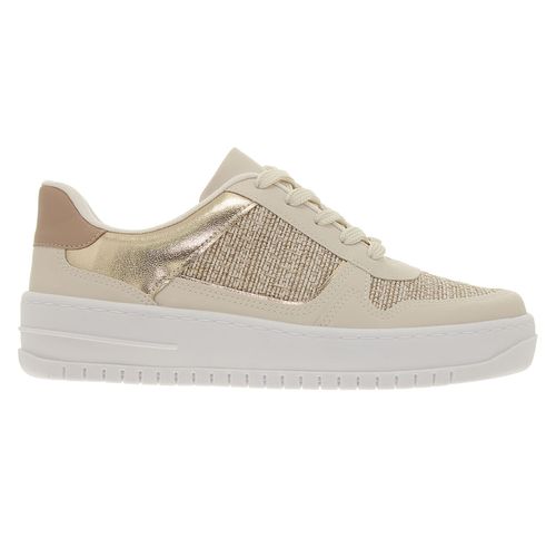 Tênis Casual Flatform Vizzano Natural e Dourado Feminino