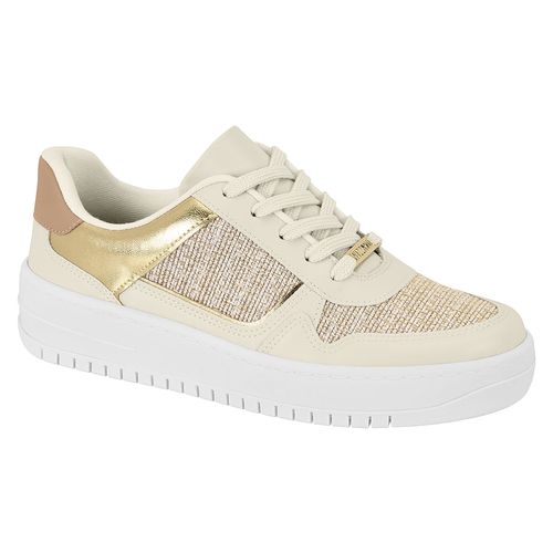 Tênis Casual Flatform Vizzano Natural e Dourado Feminino