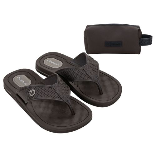 Kit Chinelo Dedo + Nécessaire Cartago Texas Marrom e Cinza Masculino
