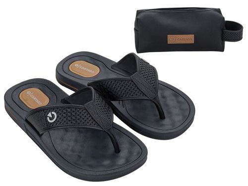 Kit Chinelo Dedo + Nécessaire Cartago Texas Cinza e Preto Masculino