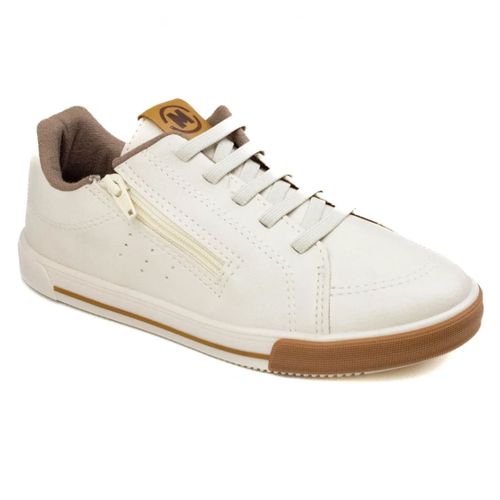 Sapatênis Casual Molekinho Off White e Caramelo Juvenil Masculino