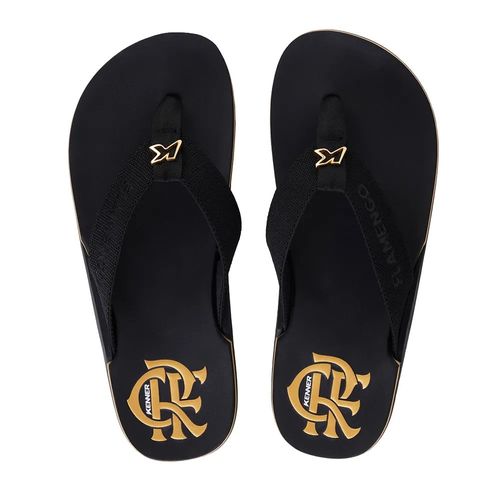 Chinelo Dedo Kenner NK6 Flamengo Preto e Dourado Masculino