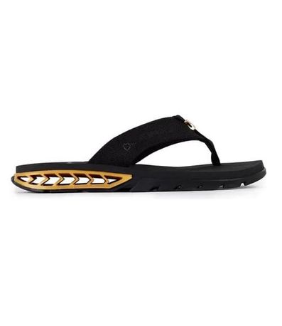Chinelo Dedo Kenner Rakka Preto e Dourado Masculino