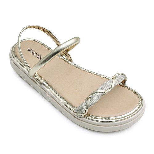Sandália Flatform Mississipi Dourado e Champagne Feminina