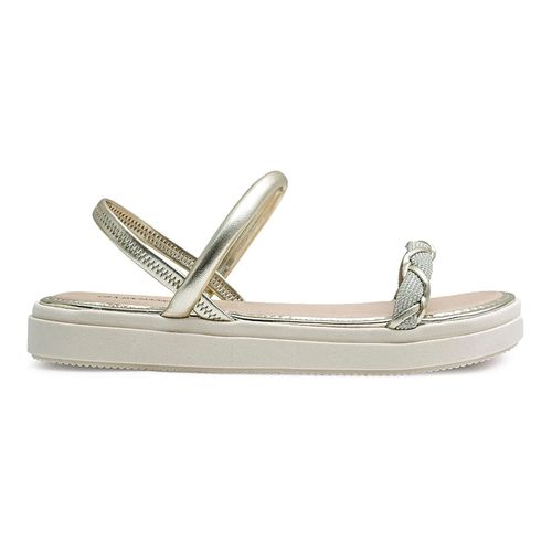 Sandália Flatform Mississipi Dourado e Champagne Feminina