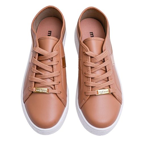 Tênis Casual Flatform Moleca Nude e Ouro Rosado Feminino