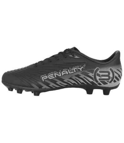 Chuteira Campo Penalty Bravo Preto e Chumbo Juvenil Masculino