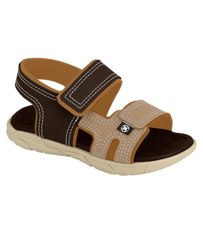 Sandália Flats Molekinho Café e Bege Infantil Masculino