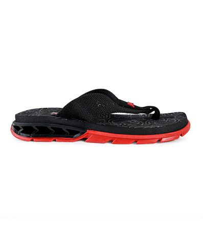 Chinelo Dedo Kenner Preto e Vermelho Juvenil Masculino