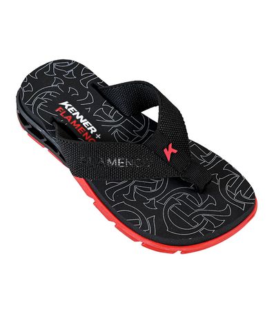 Chinelo Dedo Kenner Preto e Vermelho Juvenil Masculino